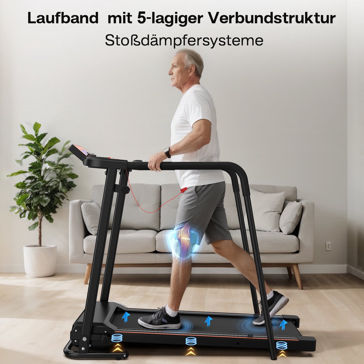 yitong xu Loopbanden voor thuisgebruik, loopbanden met verlengde handgrepen voor herstel, draagbare opvouwbare loopbanden voor senioren met optionele app-bediening, loopband met een capaciteit van 120 kg thumbnail 5
