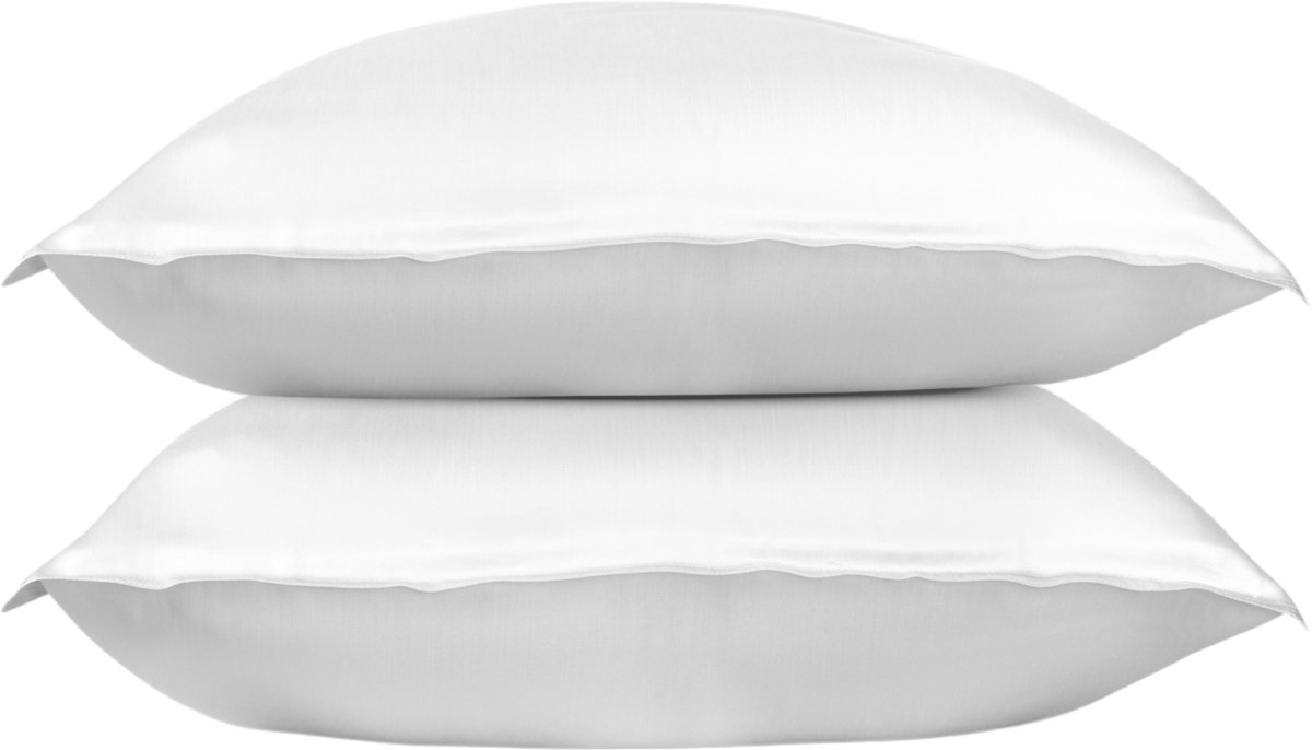 Wocha Kussenslopen Set (2 stuks) - 100% TENCEL Eucalyptus - 60x70 cm - Anti-bacterieel satijnen kussensloop - Wit - Luxe, zacht en duurzaam