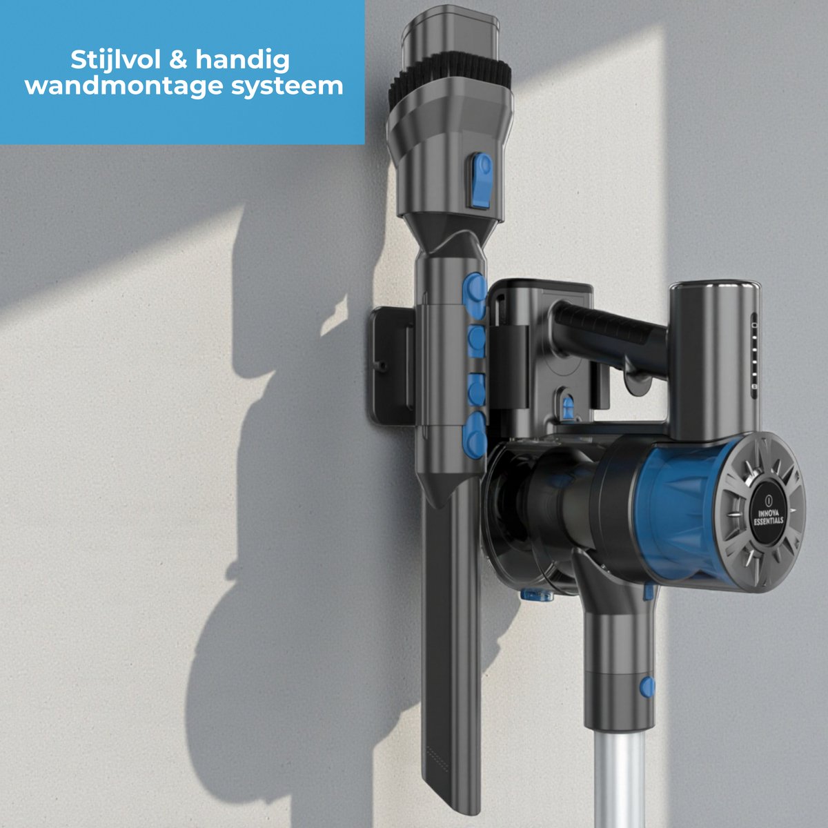 Innova® PowerVac Steelstofzuiger Draadloos - 500 Air Watts - met 4 verschillende opzetstukken - Draadloze Stofzuiger - Zonder zak op accu - Vacuum Cleaner — afbeelding 7