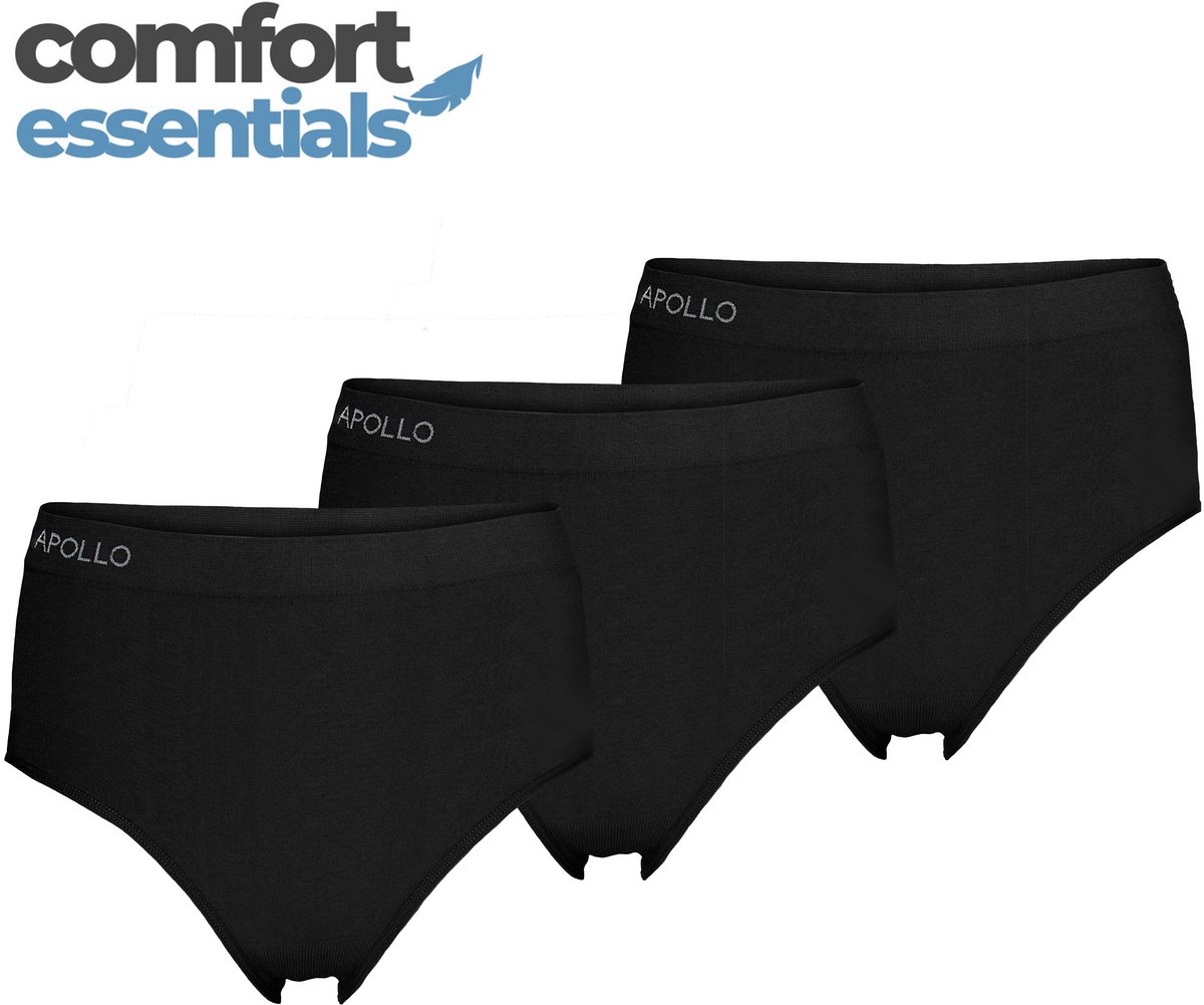 Comfort Essentials - Naadloos Ondergoed Dames - High Waist Slips - 3 Pack - Zwart - XL - Corrigerend Ondergoed Dames - Dames Ondergoed