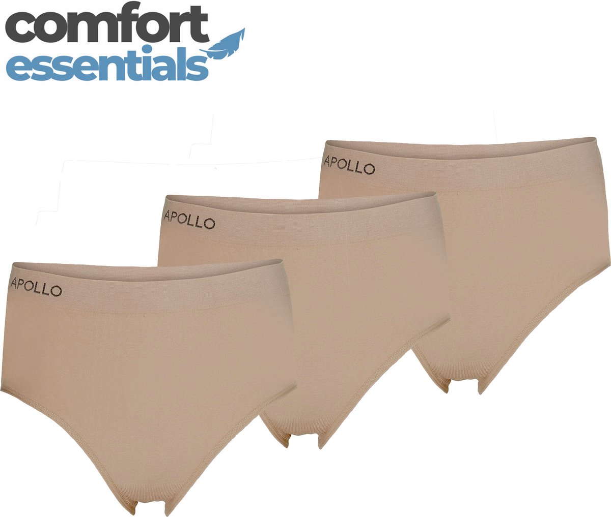 Comfort Essentials - Naadloos Ondergoed Dames - High Waist Slips - 3 Pack - Nude - L - Corrigerend Ondergoed Dames - Dames Ondergoed