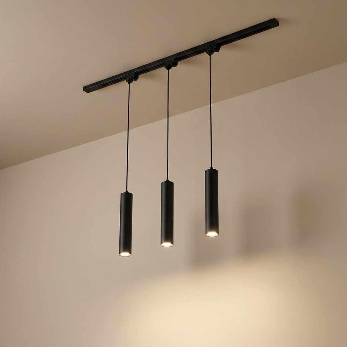 1-fase hanglamp rond | Set 3x hanglamp 1x 1m Rails | Zwart | GU10 fitting