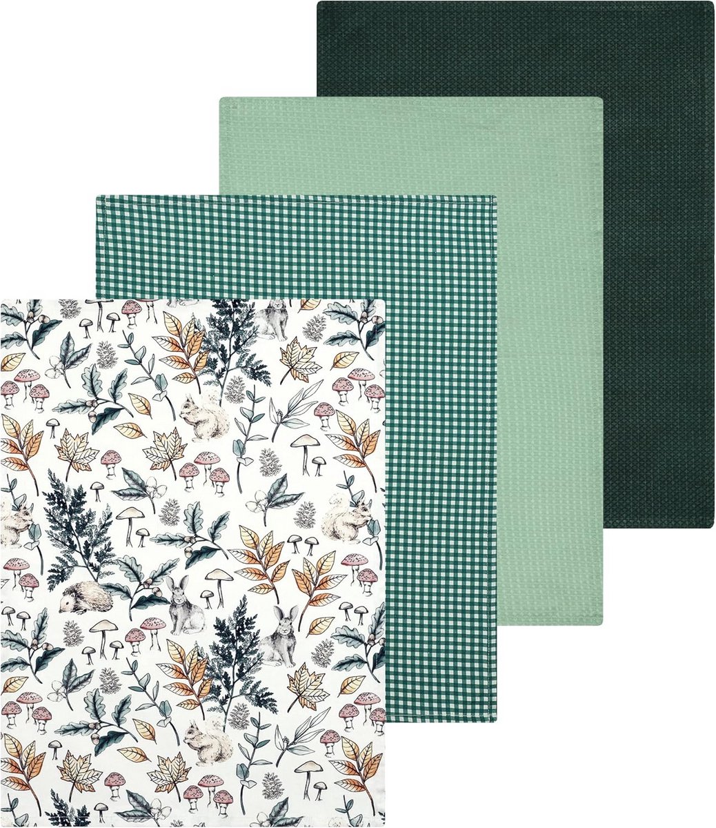 Theedoeken 100% Katoen - Superabsorberend - Wafelweefsel - Pack van 4 - 46x65 cm
