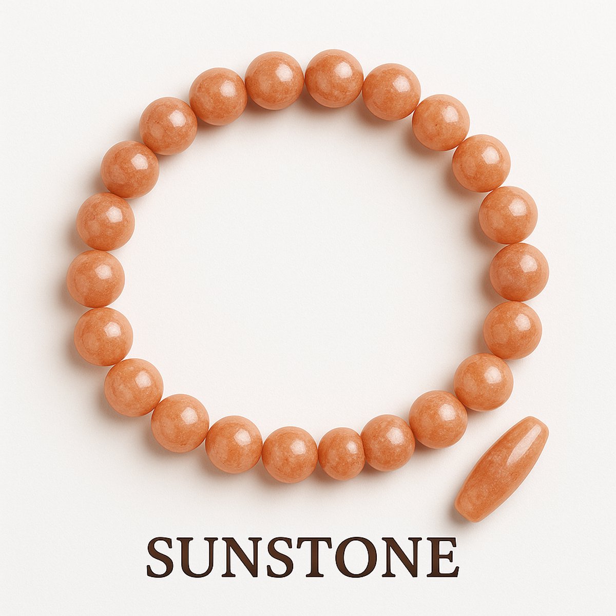 S4H SUNSTONE EDELSTENEN ARMBAND 8MM / KRALEN 18 CM SIZE TIP