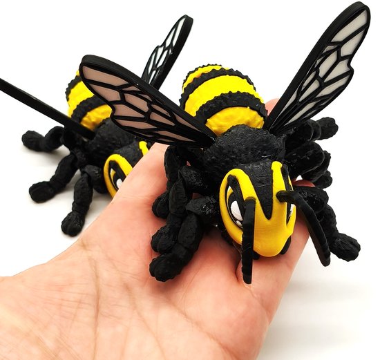Figurine d'Abeille Articulée – Flexible Mouvante Impression 3D Noir Jaune – Décoration d'Insecte Réaliste