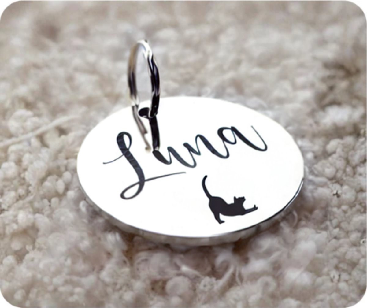 RVS Kattenpenning zilver | Penning voor katten 25 mm | Ronde kattenpenning | Poezen | Ronde zilveren Kattenpenning | Petshop Seven