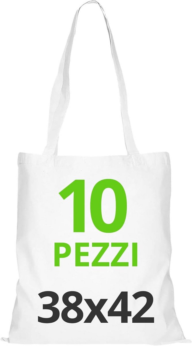 Katoenen tas 38 x 42 cm met lange handvatten - herbruikbare boodschappentas om zelf te bedrukken of beschilderen