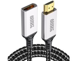 AdroitGoods HDMI 2.1 8K Extender 2m – Premium Aluminium + Nylon Gevlochten Verlengkabel (Male → Female) – 8K120Hz / 4K240Hz / 144Hz / eARC / 3D Ondersteuning – Ideaal voor TV’s, Monitors, Projectoren & Game Consoles