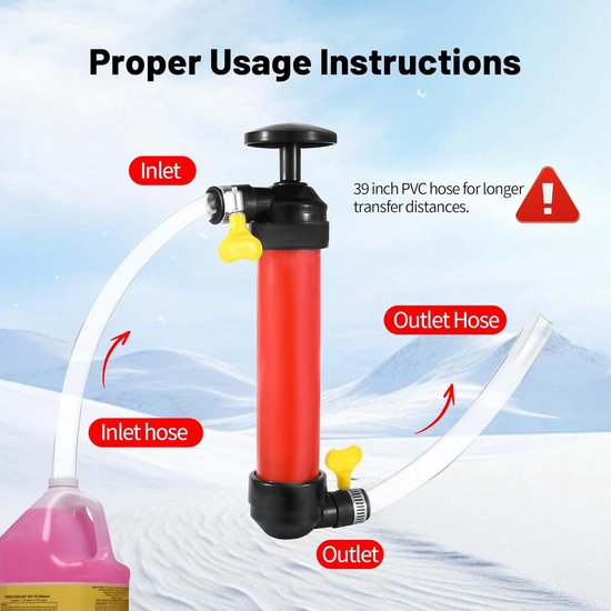 Winterse RV Handpomp Met 3 Gespen - Transparante 2 Slangen Camper Pomp - Antivries Aanhanger Waterreinigingsgereedschap - Winter Camper Onderhoud Accessoire - Betrouwbare En Duurzame Pompoplossing van ProPlus — afbeelding 4