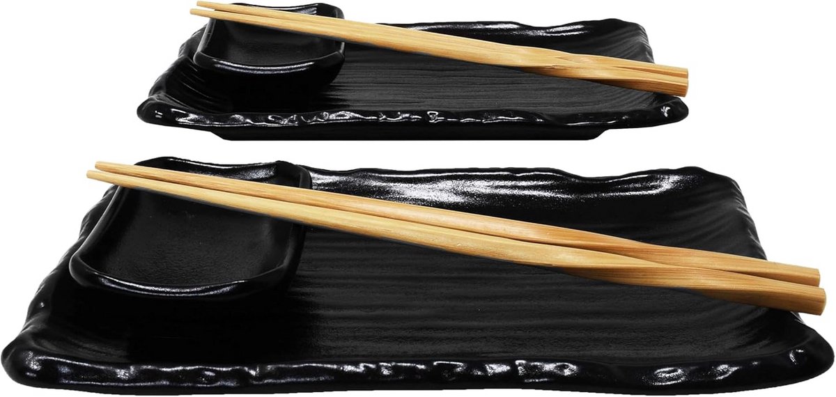 8-delig Sushi Serviesset voor 2 Personen - Zwart