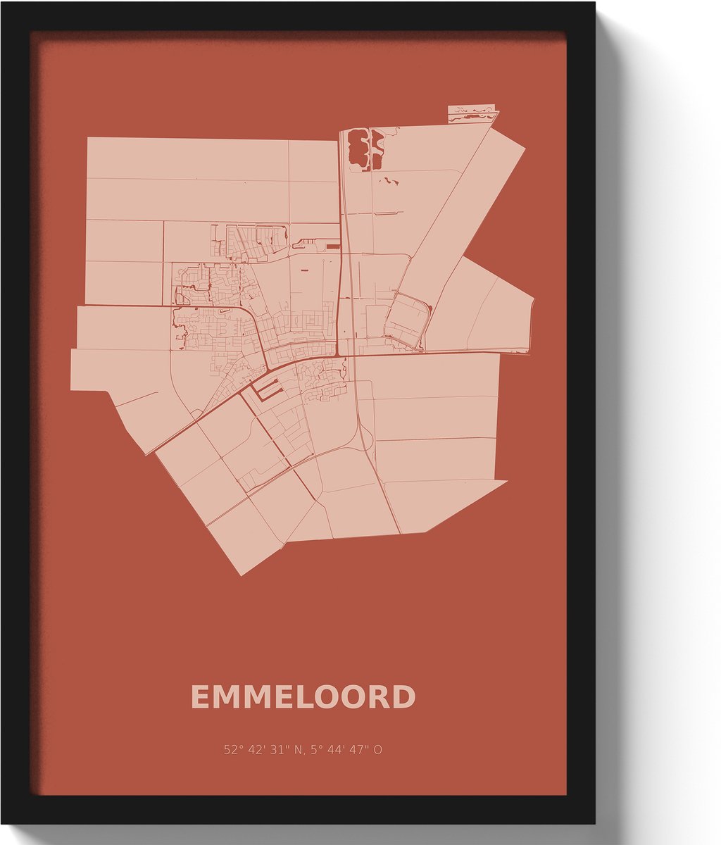 Poster Emmeloord A3 - 30 x 42 cm - Rood (Exclusief Lijst)
