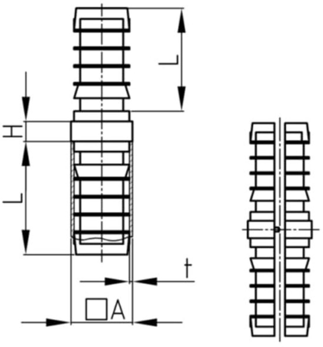 2 x 2-weg Connector Buisverbinder - Ronde Buizen 30 mm - Polyamide
