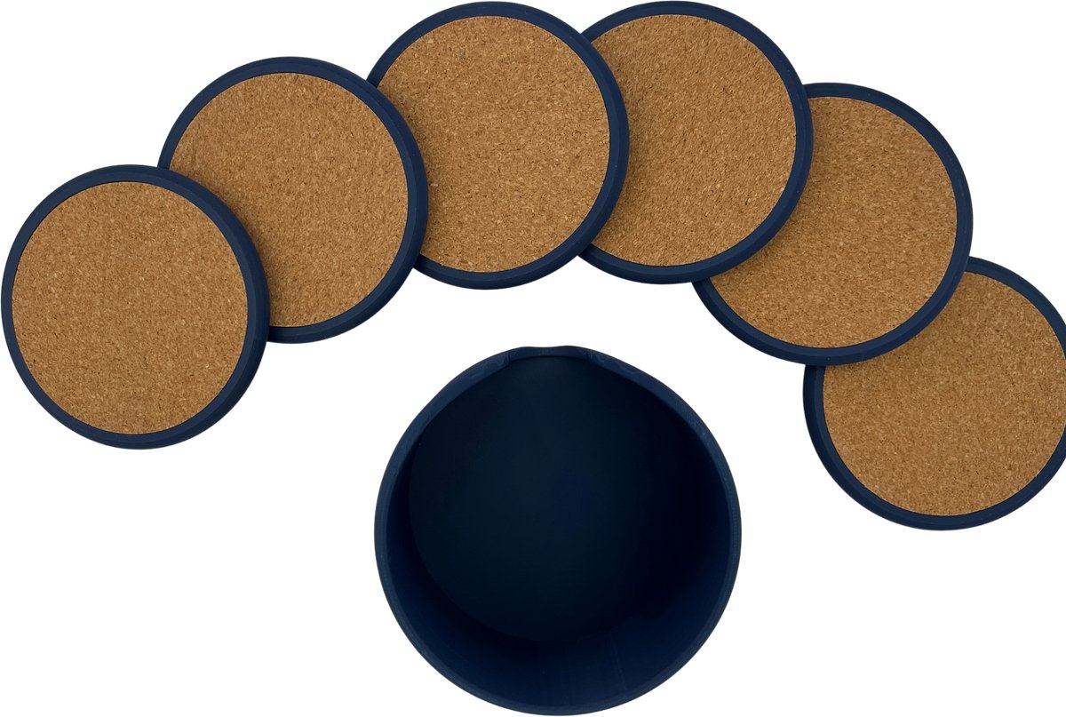 Openzetter - Donkerblauw - Flesopener en Onderzetter - set van 6