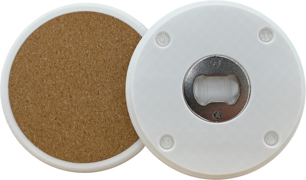 Openzetter - Wit - Flesopener en Onderzetter - set van 6