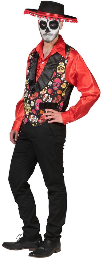 Déguisement Mariachi Catrina Pour Homme - Costume Complet Dia De Los Muertos - Taille L - Noir