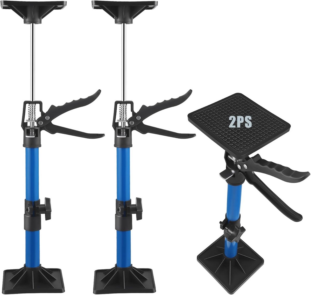 2 Telescopische Steunen 360° Draaibaar, Hoogte Verstelbaar, Snelsluiting, 40 kg Max, voor Deurkozijnen 30-59 cm