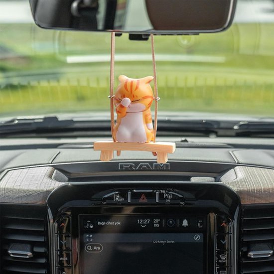 Décoration de voiture en forme de chat - 6 x 5,8 cm - Suspension Swing pour rétroviseur