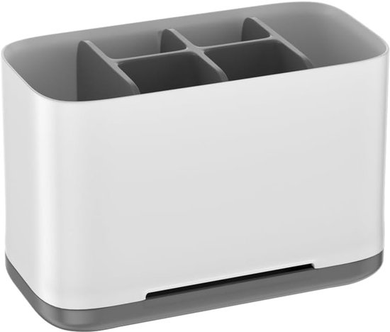 Foto: Tandenborstelhouder elektrische tandenborstelhouder badkamer organizer badkamer accessoires toothbrush holder houder tandenborstel 18 9 4 13 2 cm grijs en wit vrijstaand kunststof met sorteervakken