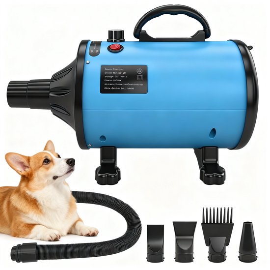 Blauwe Pet Föhn 2000W - Snel Drogen - Stil Bedrijf - Instelbare Windsnelheid