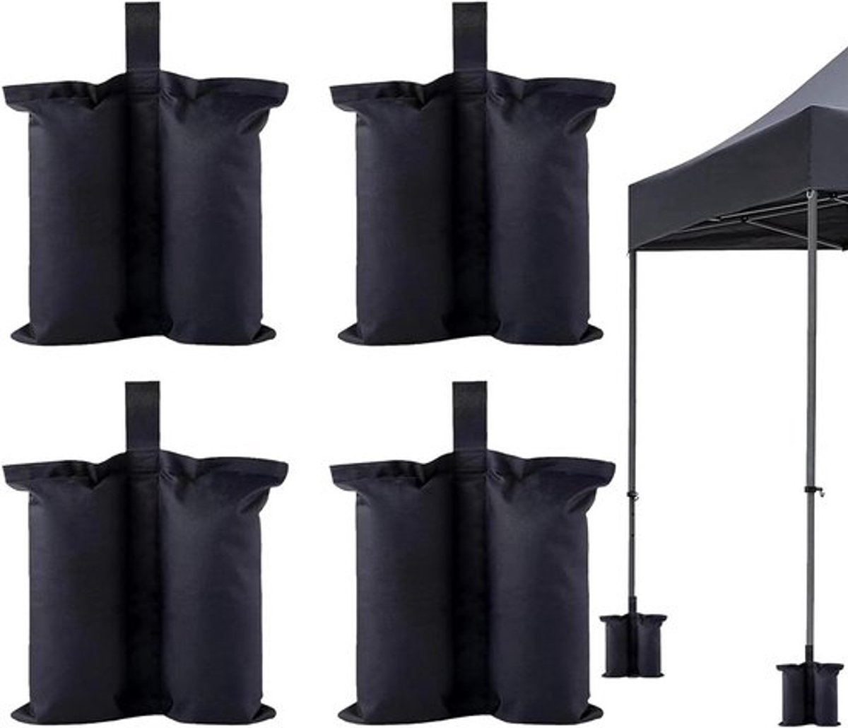 Zandverzwaringszakken voor buiten: 4 stuks winddichte zandzakken voor tent 34 × 34 cm – vaste tentstokken gewicht paviljoen zandzak voor camping strand tuin