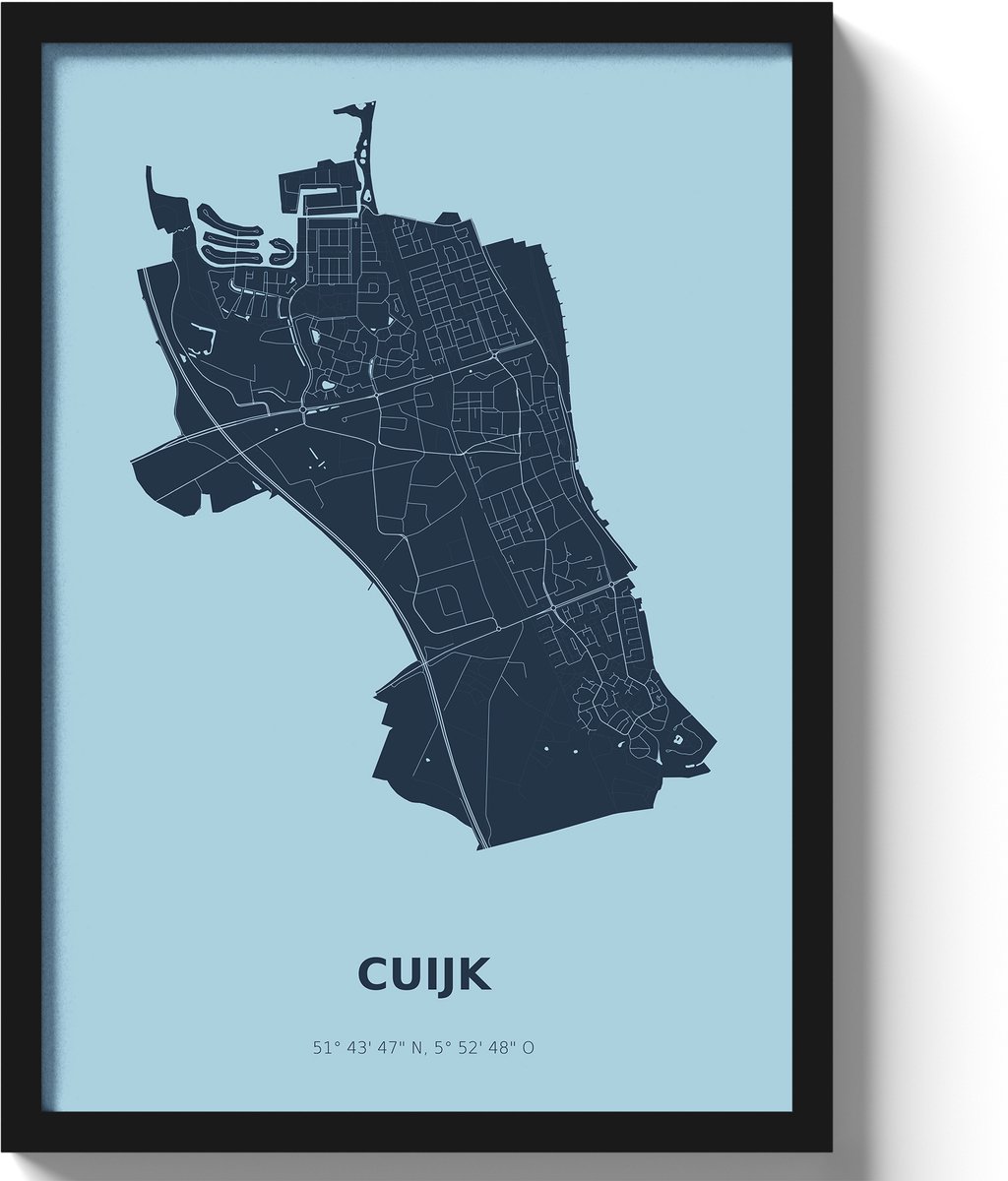 Poster Cuijk A2 - 42 x 59,4 cm - Blauw (Exclusief Lijst)
