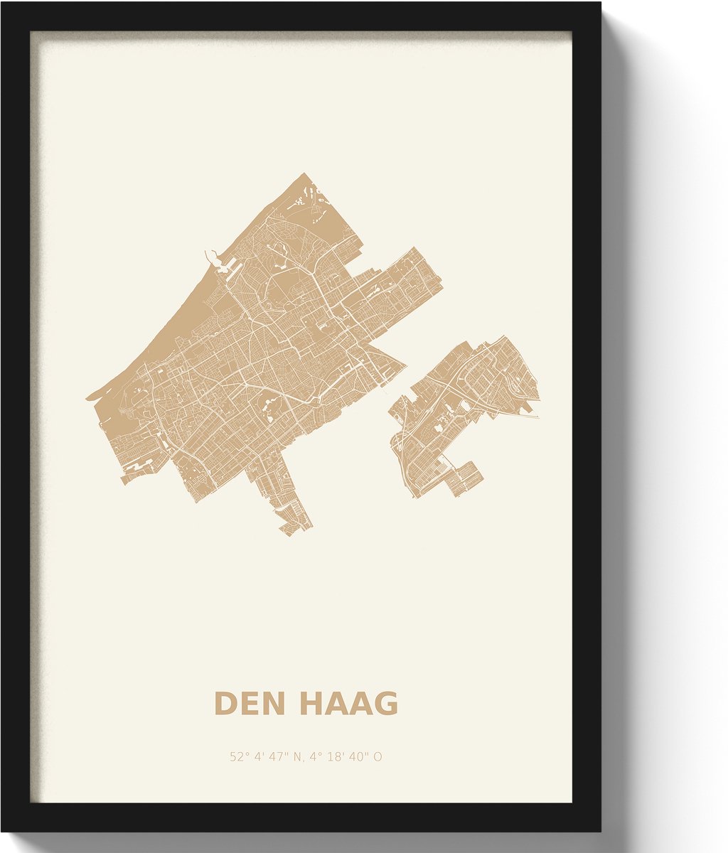 Poster Den haag A2 - 42 x 59,4 cm - Beige (Exclusief Lijst)