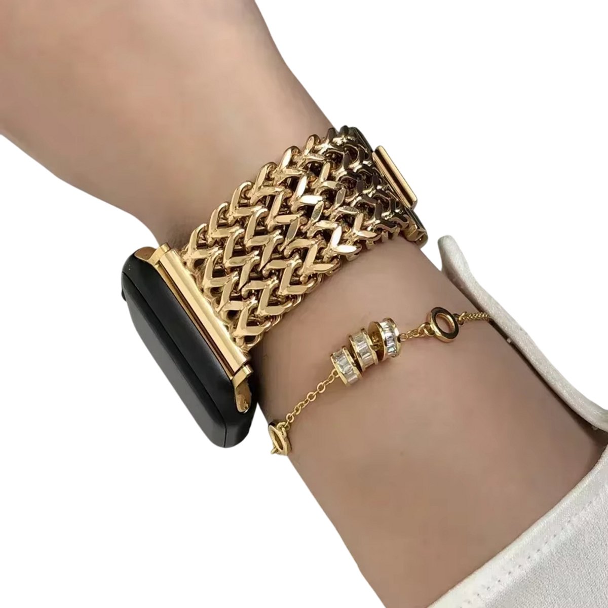 Luxe Roestvrijstalen Gevlochten Apple Watch Band - Metaal Horlogebandje Geschikt voor iWatch 38mm, 40mm, 41mm | Smartwatch Armband, Premium Kwaliteit