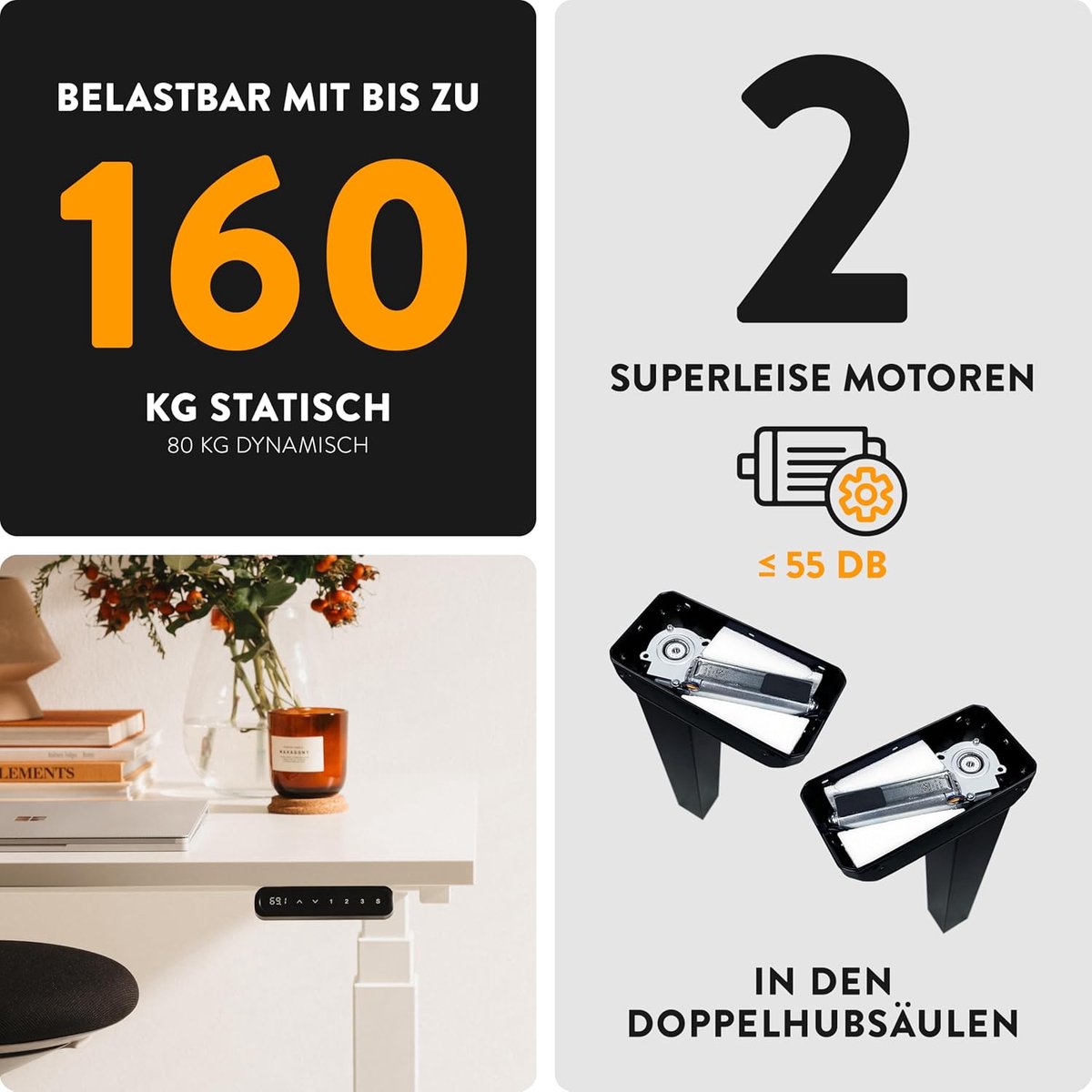 Elektrisch Zit-Sta Bureau – Altameubel AeroLift Pro Wireless | 160x80 cm | In Hoogte Verstelbaar | Ultrasnelle Dual-Motor | 3 Geheugenstanden | Wireless Charger + USB | Botsingsbescherming | Zwart Frame + Wild Eiken Blad