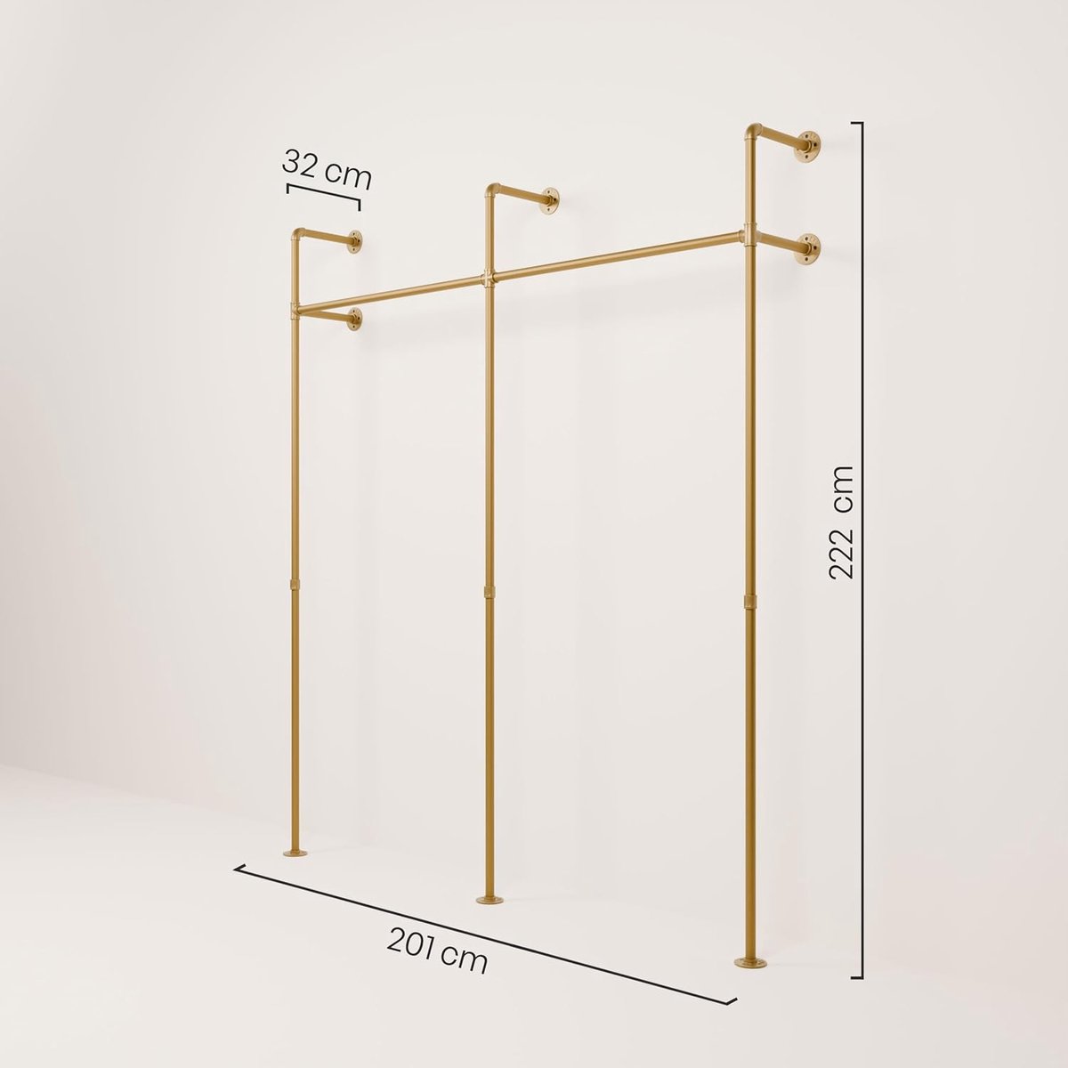 Industrieel Loft Kledingrek KIM III - Goud - KIM III – Gouden Stalen - Medahomestore