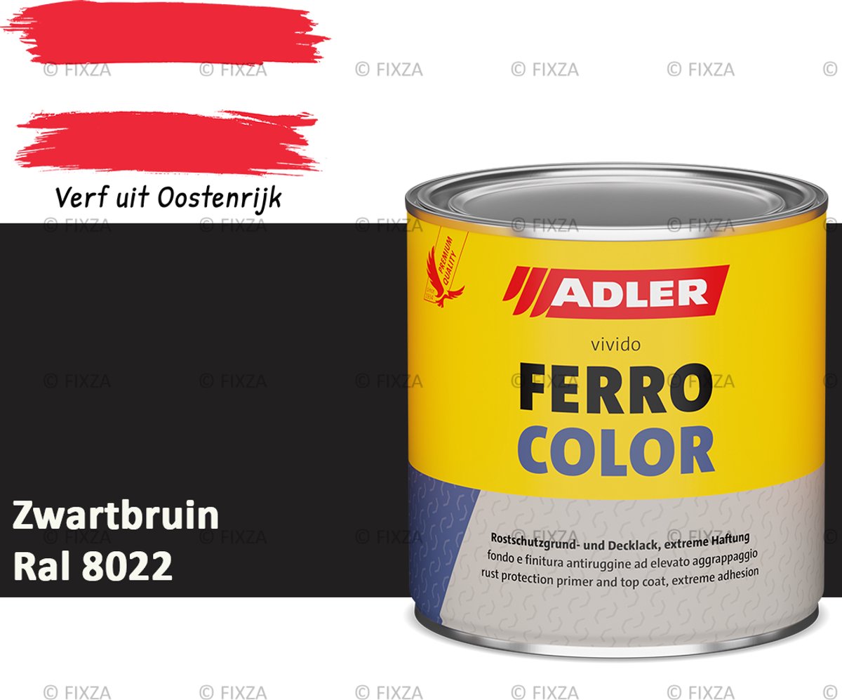 ADLER Ferrocolor 3in1 roestwerende verf – 0,75 Liter – Zwartbruin – Grondverf en aflak in één – Voor binnen & buiten – Voor ijzer, staal, zink & aluminium – Milieuvriendelijk – Zonder primer