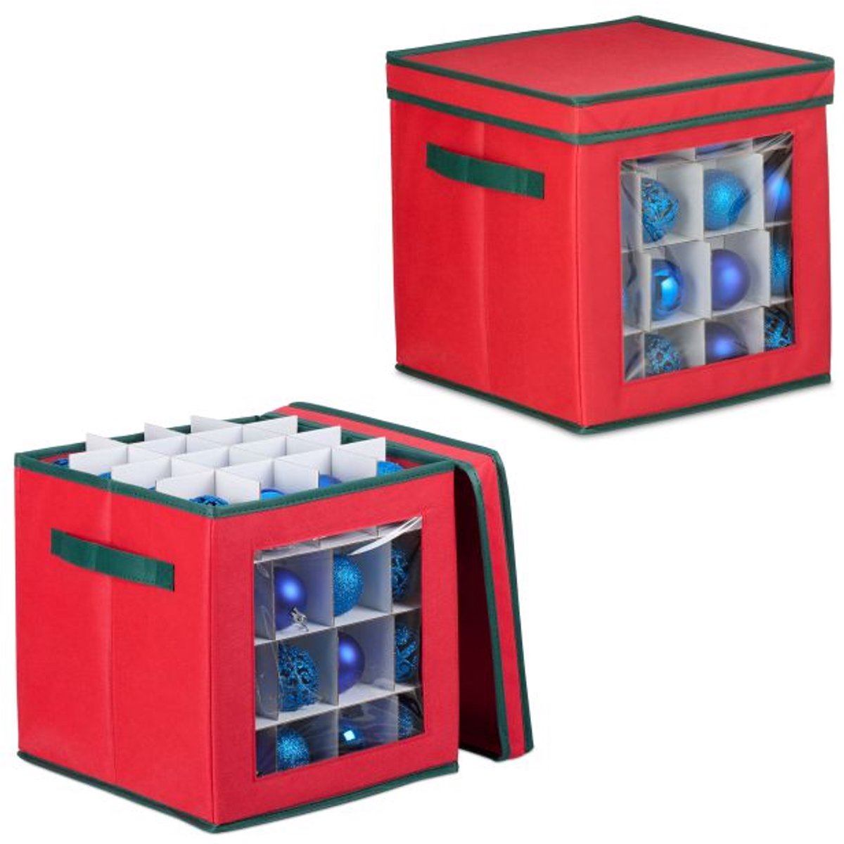 Doodadeals® - Kerstballenbox – Kerstballen Opbergbox - Vakjesdoos – Opbergdoos – Opruimen – 2x 32 Vakken – Rood – Set van 2