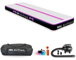 MMS AirTrack Plus Turnmat – 300x100x20 cm– Professionele Opblaasbare Gymmat – Incl. Pomp & Draagtas –Roze