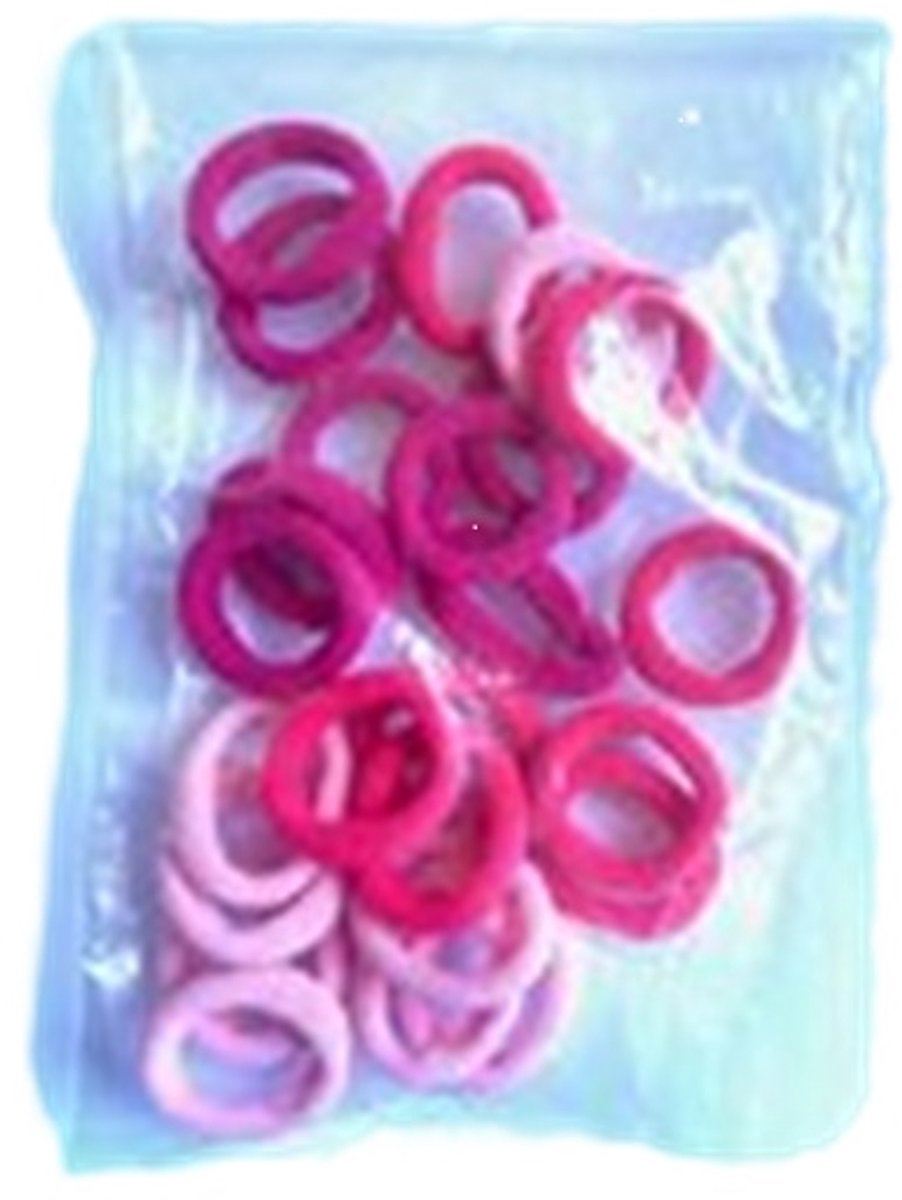 Haarelastiek Miniring Assortiment Zakje - Roze Tinten - 24 stuks
