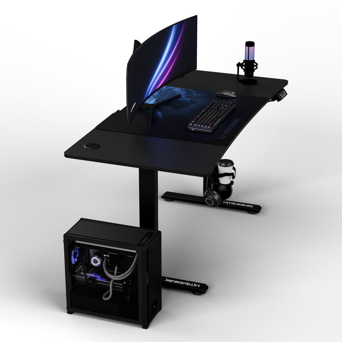 Ultradesk LEVEL V2 – Bureau voor Gaming, Home Office & Kantoor – Blauw – Elektrisch verstelbaar – Incl. XL Muismat & Accessoires thumbnail 7
