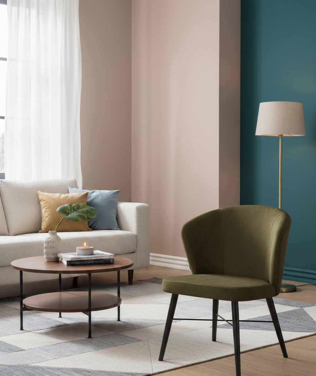 Fauteuil Luxe Wave Comfort – Ergonomische Fluwelen Relaxstoel – Modern Design – Zwart Frame – Army Groen – 40×80×132 cm – Altameubel