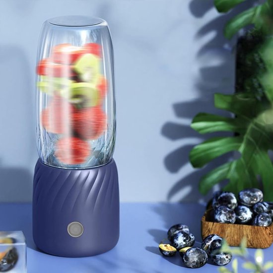 Draagbare sapcentrifuge, mini sapcentrifuge, oplaadbaar, mini sapcentrifuge voor fruit en groenten, blauw. van Lunaoo. — afbeelding 4