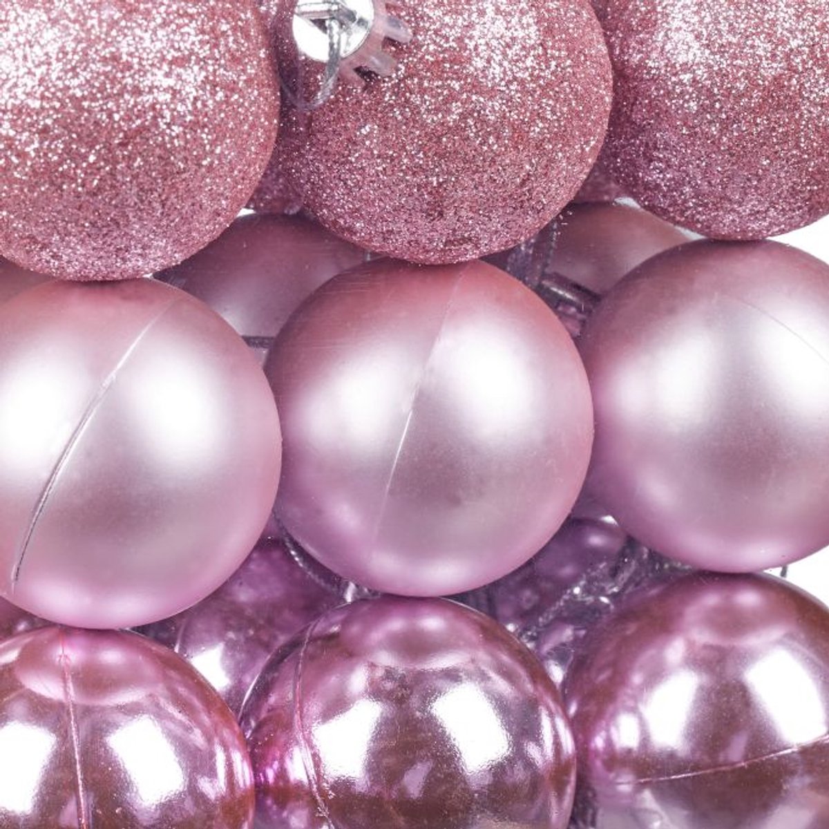 Doodadeals® Kerstballen – Roze – Kunststof – Mix van Mat, Glanzend en Glinsterend – 3 Maten – Set van 100