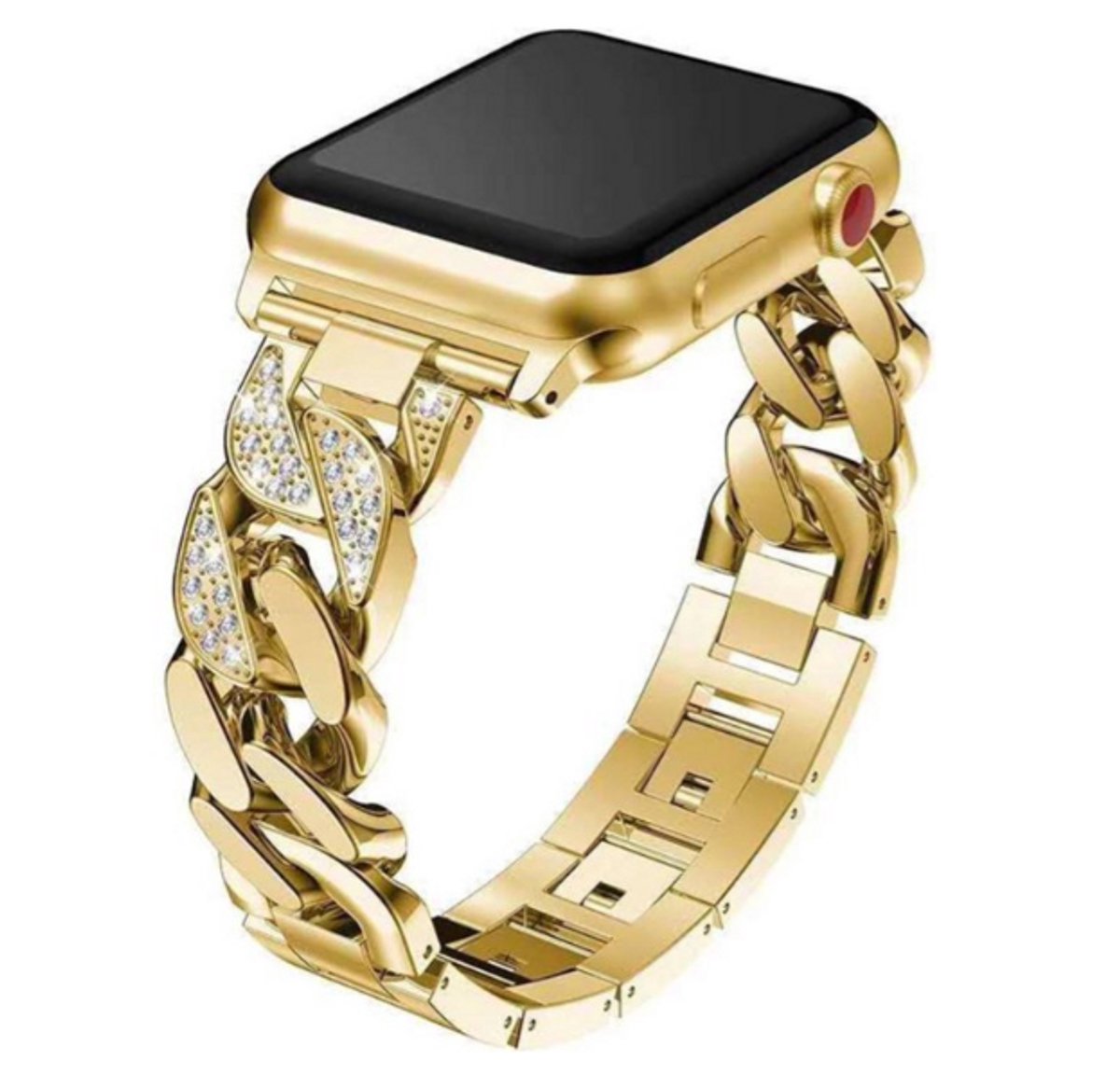 Vrouwen Armband - Bling Diamant Band - Metalen Riem Geschikt Voor Apple Watch Band - 38mm, 40mm, 41mm - Geschikt Voor Apple Smartwatch Serie 7 Se 6 5 4 - Luxe Design in goud