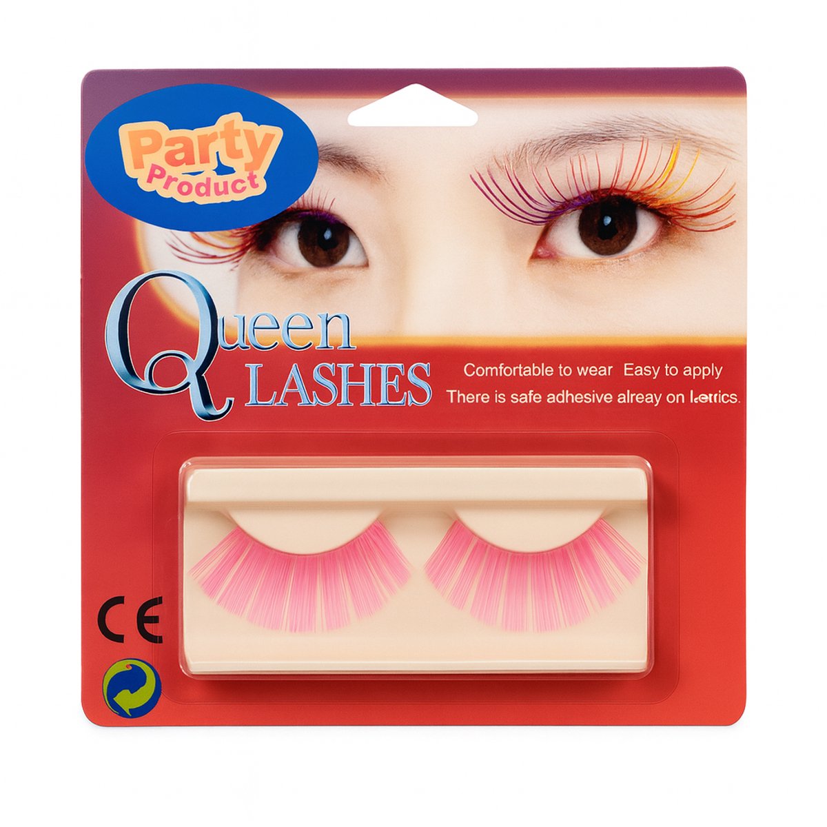 Roze Nepwimpers – Party Product Queen Lashes – Lange Feestwimpers voor Carnaval, Cosplay & Themafeesten