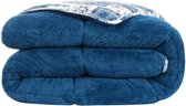 Dekbed zonder overtrek, 4 Seizoenen Dekbed, Teddy, Wasbaar Dekbed, Inclusief Kussensloop, Delfts Blauw, 160x220 cm, Eenpersoons, Bedrukt dekbed, Teddy Dekbedovertrek, 2 in 1 Dekbed, Hoesloos Dekbed, Ultra Soft Dekbed, Hypoallergeen, De Linde Home