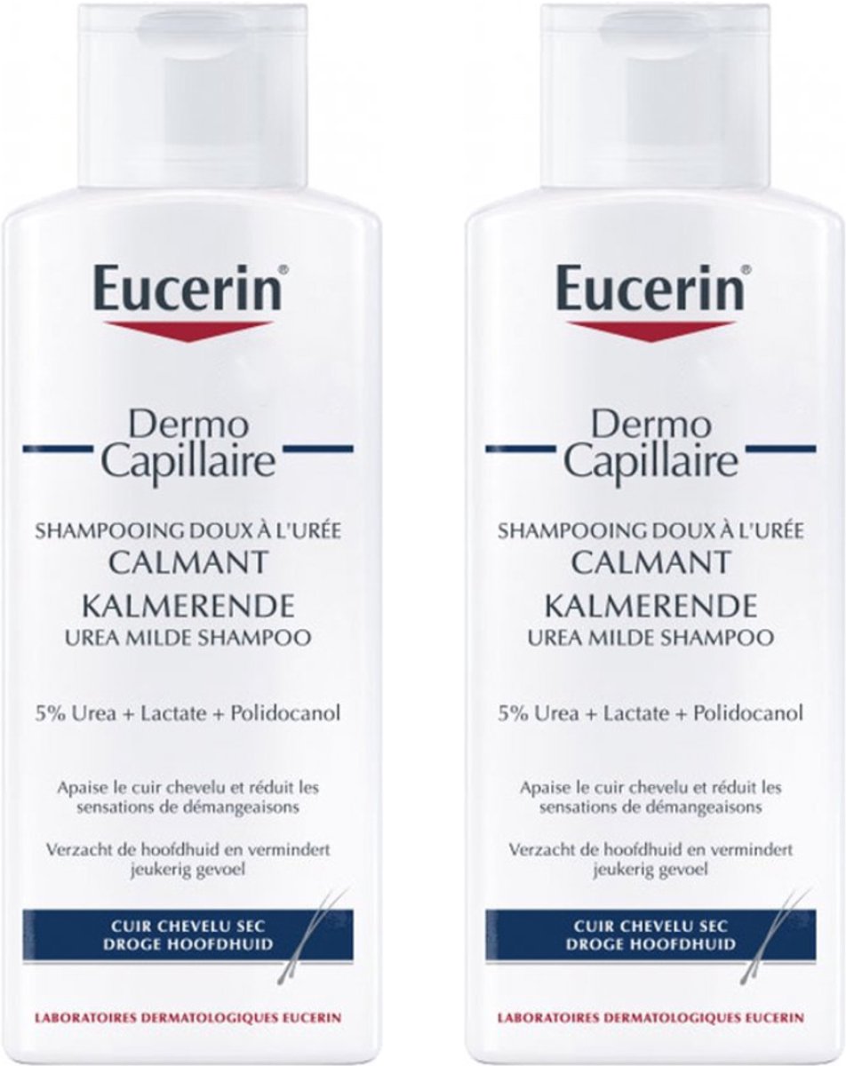 Eucerin DermoCapillaire Kalmerende Milde Shampoo met Urea - Ureum Hoofdhuidbehandeling - Voorkomt Jeukende Hoofdhuid - Parfum Vrij- 250 ml - Voordeelverpakking - Bundel van 2