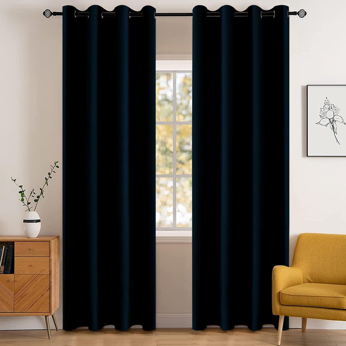 Unyqoos Verduisterende gordijnenset van 2 stuks met thermische en geluidsisolerende eigenschappen blauw