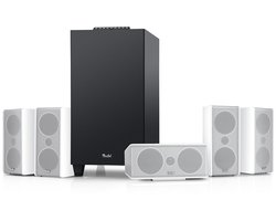 Teufel CONSONO 35 Concept - 5.1 surround sound-systeem, compleet thuisbioscoopsysteem met geïntegreerde AV-receiver, Bluetooth, Dolby Audio, USB-C-geluidskaartfunctie, HDMI ARC CEC voor games, films en muziek - wit