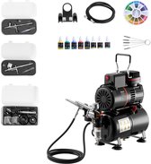 VEVOR Airbrush Pistoolset Luchtcompressor Tankventilatoren 3 Spuitmonden 23-25L/min