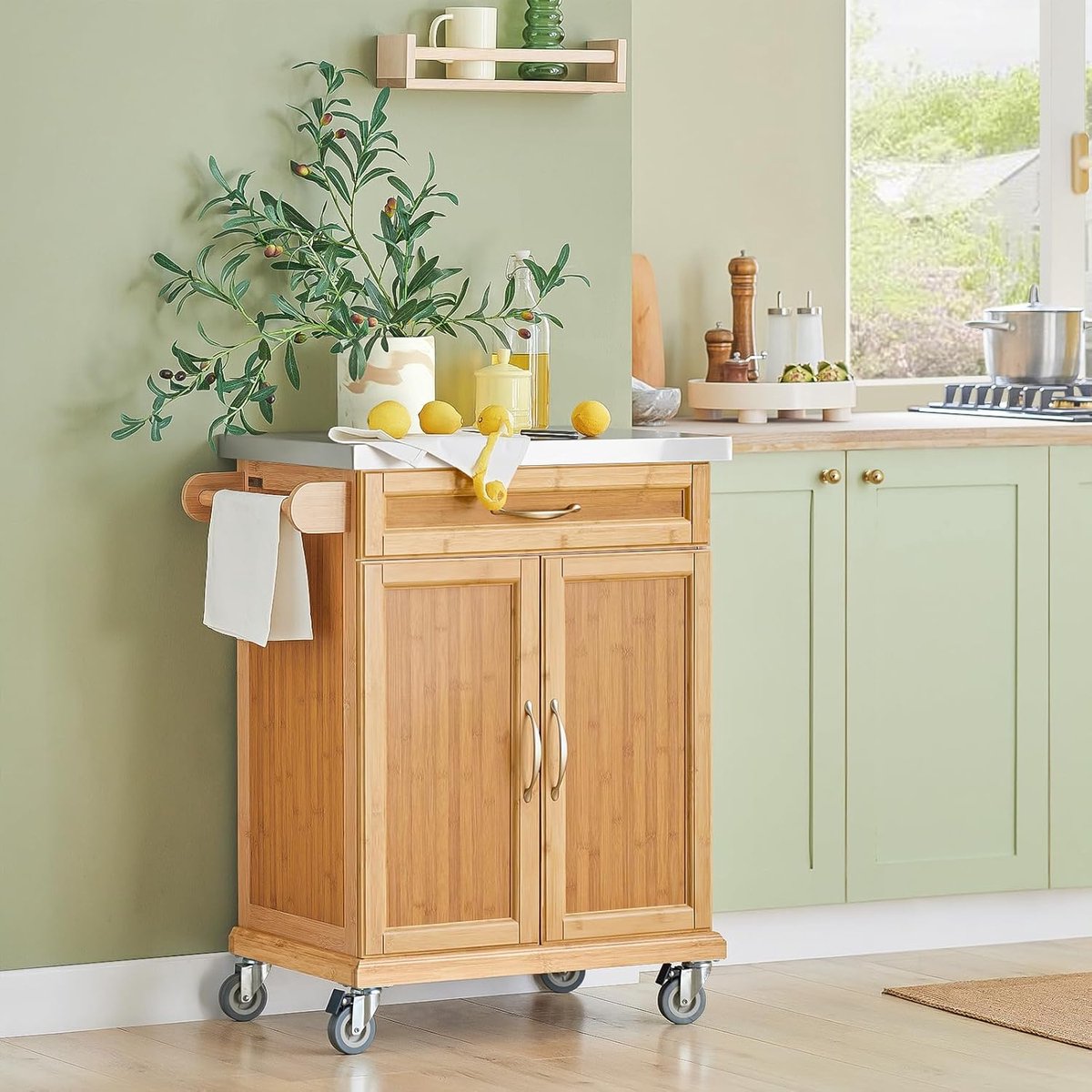 Keukentrolley op Wielen – Met Werkblad – Met Lade – 66x92x46 cm – Medahomestore