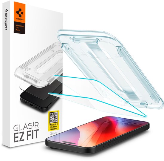 Spigen EZ Fit Screen protector geschikt voor iPhone 16 Pro met installatie tools - 2 Stuks