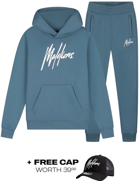 Malelions essentials tracksuit in de kleur blauw.
