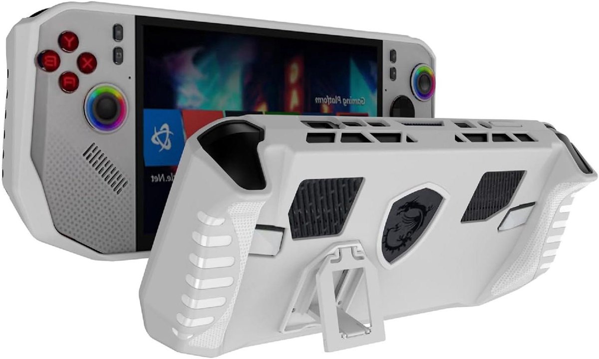 Provento - Hoes met standaard en antislip voor MSI Claw A8 - Zachte TPU bumper - Gemakkelijk vast te pakken - Wit.
