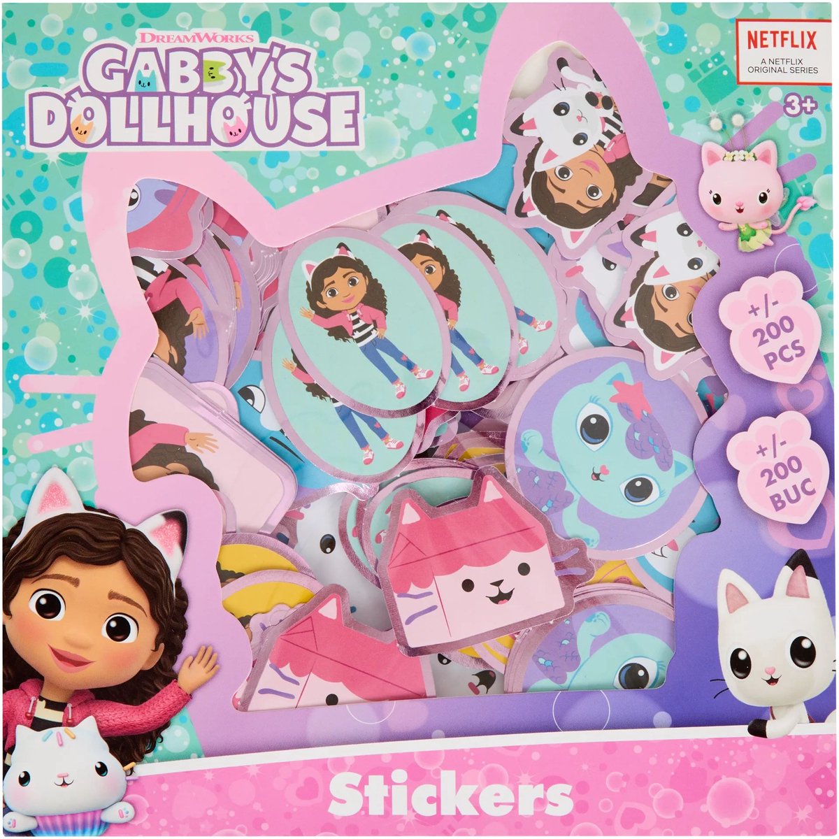 Gabby’s Dollhouse Luxe Stickerboek - 6 Stickervellen met Stickers - Inclusief Laserstickers, Glitterstickers & 3D Puffy Stickers - Groot Formaat - Knutselen, Plakken & Verzamelplezier - Ideaal Luxe Cadeau voor Meisjes en Fans van Gabby