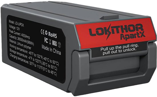 Batterie Lokithor LIPOX pour démarreur ApartX - 12 V - Puissance de démarrage 4000 A